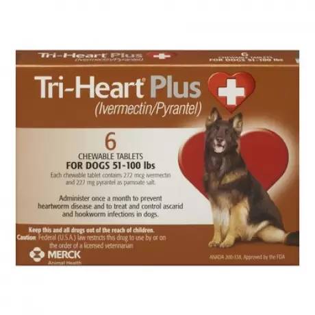 Tri-Heart Plus Chewable Tablets for Dogs - 51-100 lbs, 6 Month Supply