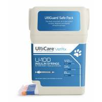 Ulticare VetRx U-100 Insulin Syringes 1/2cc, 31G, 5/16 Inch, 100ct, Sharps Container; ?>