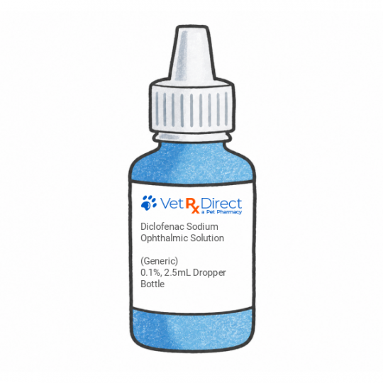 Diclofenac Eye Drops for Dogs and Cats - 0.1%, 2.5mL Dropper Bottle