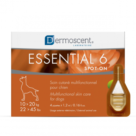 Dermoscent - Essential 6 Spot-On for Medium Dogs 22-45 Pounds, 4 Tubes