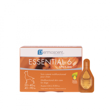 Dermoscent - Essential 6 Spot-On for Large Dogs, 45-90 Pounds, 4 Tubes