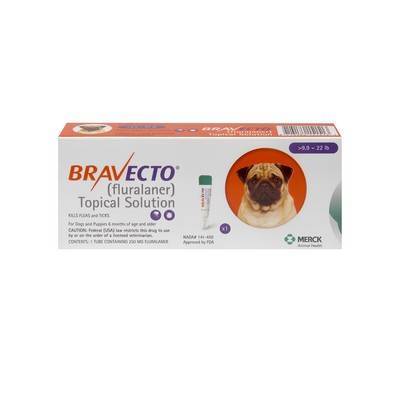 Bravecto (fluralaner) Topical Solution for Dogs 9.9-22lb (250mg), 1 Dose