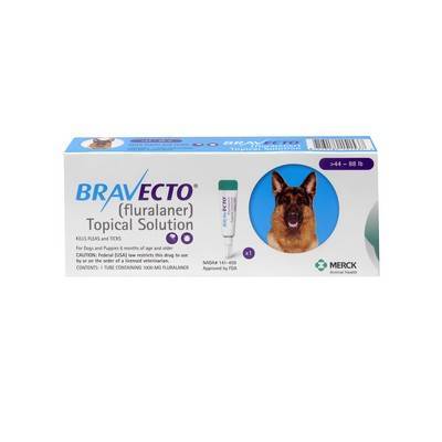 Bravecto (fluralaner) Topical Solution for Dogs 44-88lb (1000mg), 1 Dose