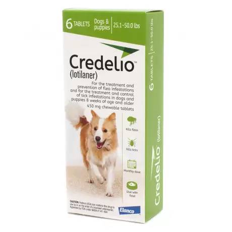 Credelio for Dogs (lotilaner) - 6 Chewable Tablets Fleas and Ticks 25.1-50lbs