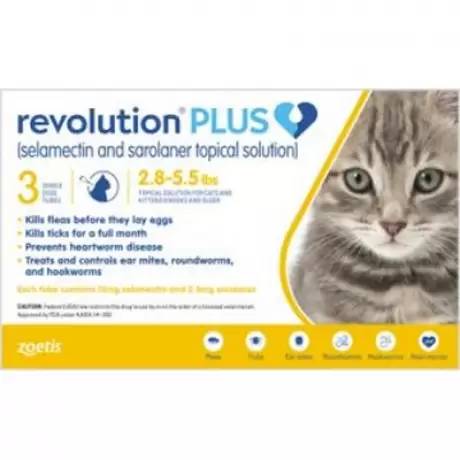 Revolution PLUS (selamectin + sarolaner) for Cats - 2.8-5.5lbs, 3 Month Supply