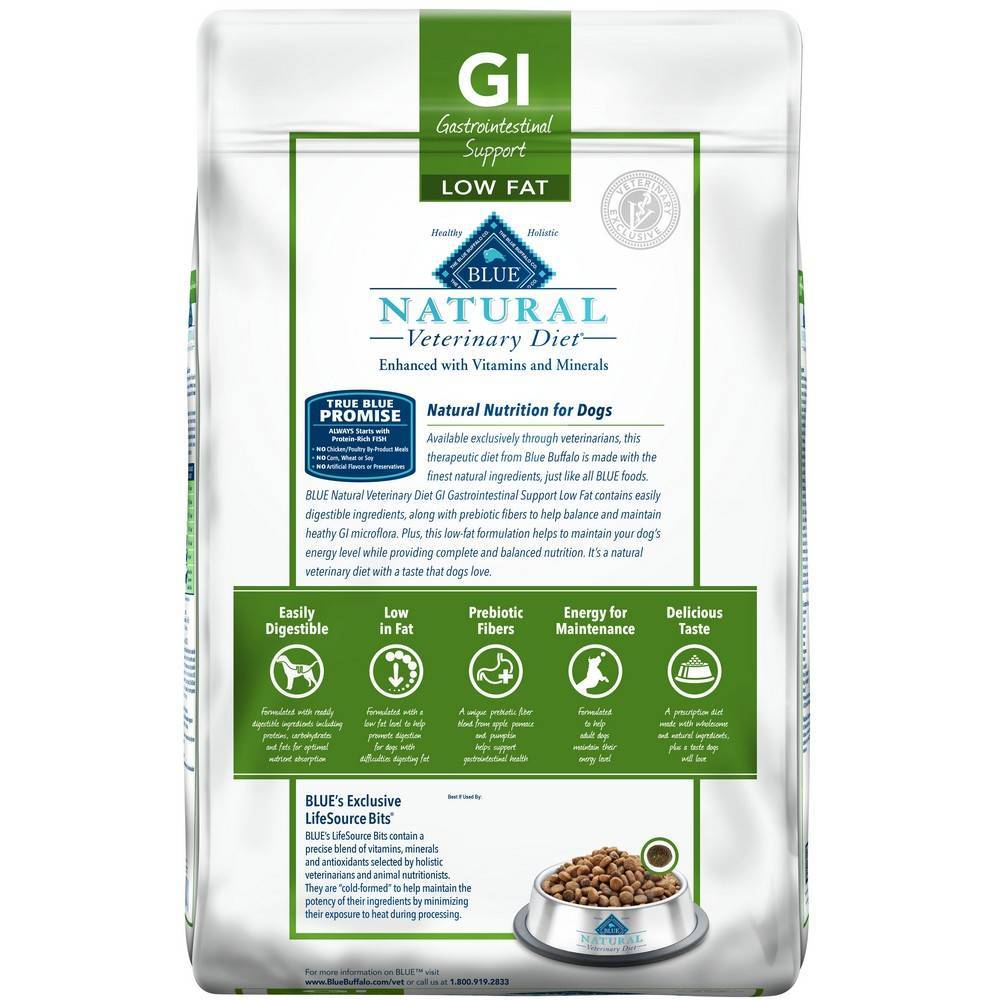 GI Gastrointestinal Support Low Fat for Dogs Natural Veterinary Diet VetRxDirect 22lb Bag