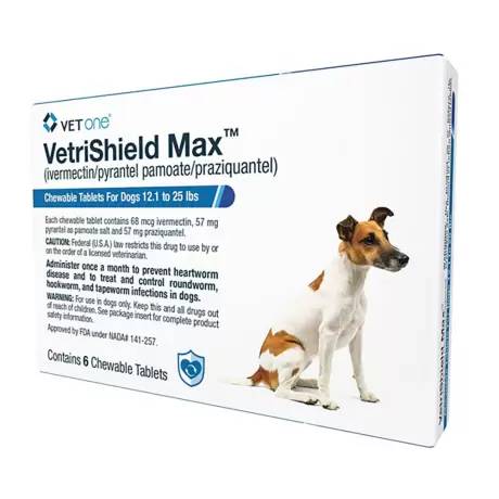 VetriShield Max for Dogs - 12.1-25 lbs, 6 Chewable Tablets