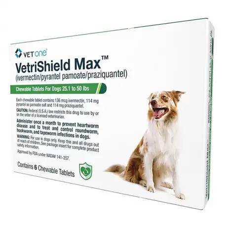 VetriShield Max for Dogs - 25.1-50 lbs, 6 Chewable Tablets