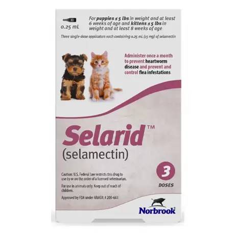 Selarid (selamectin) - 3 Doses for Puppies and Kittens 5lbs and under