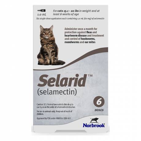 Selarid (selamectin) - 6 Doses for Cats 15.1 to 22lbs
