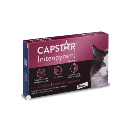 Capstar - 11.4mg for Cats 2-25 lbs, 6 Tablets nitenpyram Kills Fleas in one dose