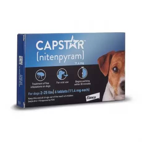 Capstar - 11.4mg for Dogs 2-25 lbs, 6 Tablets nitenpyram Kills Fleas in one dose