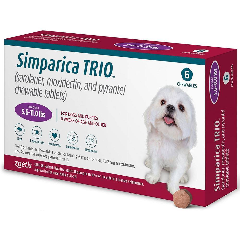 Simparica TRIO for Dogs Heartworm, Flea, and Tick Prevention Chewable