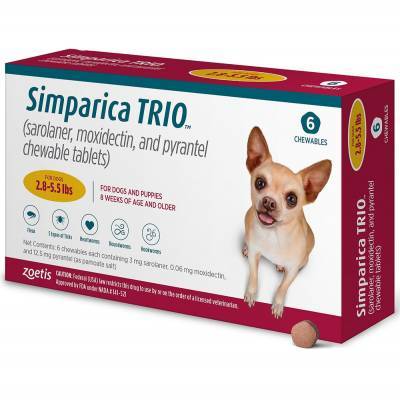 Simparica Trio for Dogs 2.8-5.5 lbs, 6 Chewables