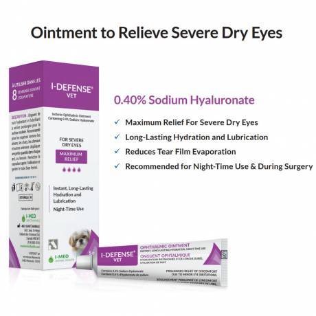 I-Defense Vet for Dogs and Cats - Night Time Hyaluronate Eye Ointment Label