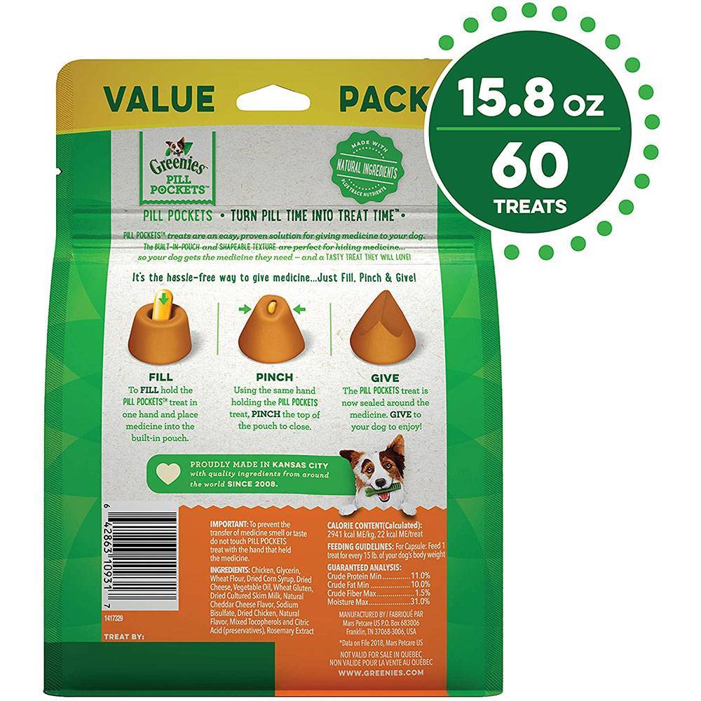 Pill Pockets Helps Hide Cat and Dog Pills VetRxDirect 30 Treats for Dogs, Tablets, Hickory