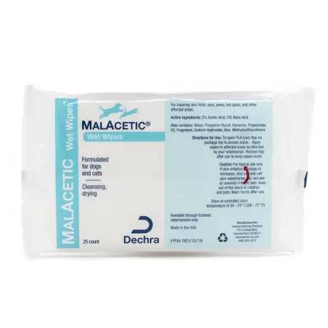 MalAcetic Wet Wipes/Dry Bath for Dogs and Cats - 6in x 8in, 25ct
