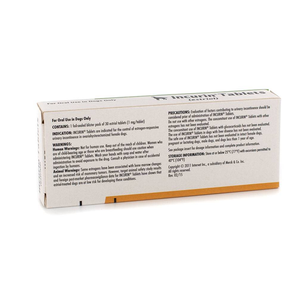 Incurin Urinary Incontinence Meds VetRxDirect Pharmacy 1mg Tablet, Box of 30