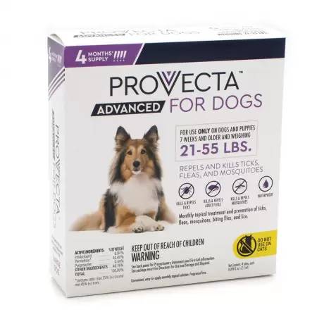 Provecta Advanced - for Large Dogs 21-55lbs, 4 Months' Supply Kills Fleas