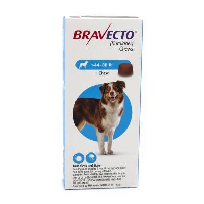Bravecto (fluralaner) Chews 1000mg, 44.1-88lb, 1 Pack