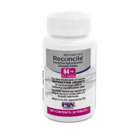 Reconcile (fluoxetine) for Dogs Separation anxiety - 64mg, 70.5 - 140.8 lbs, Bottle of 30 Tablets