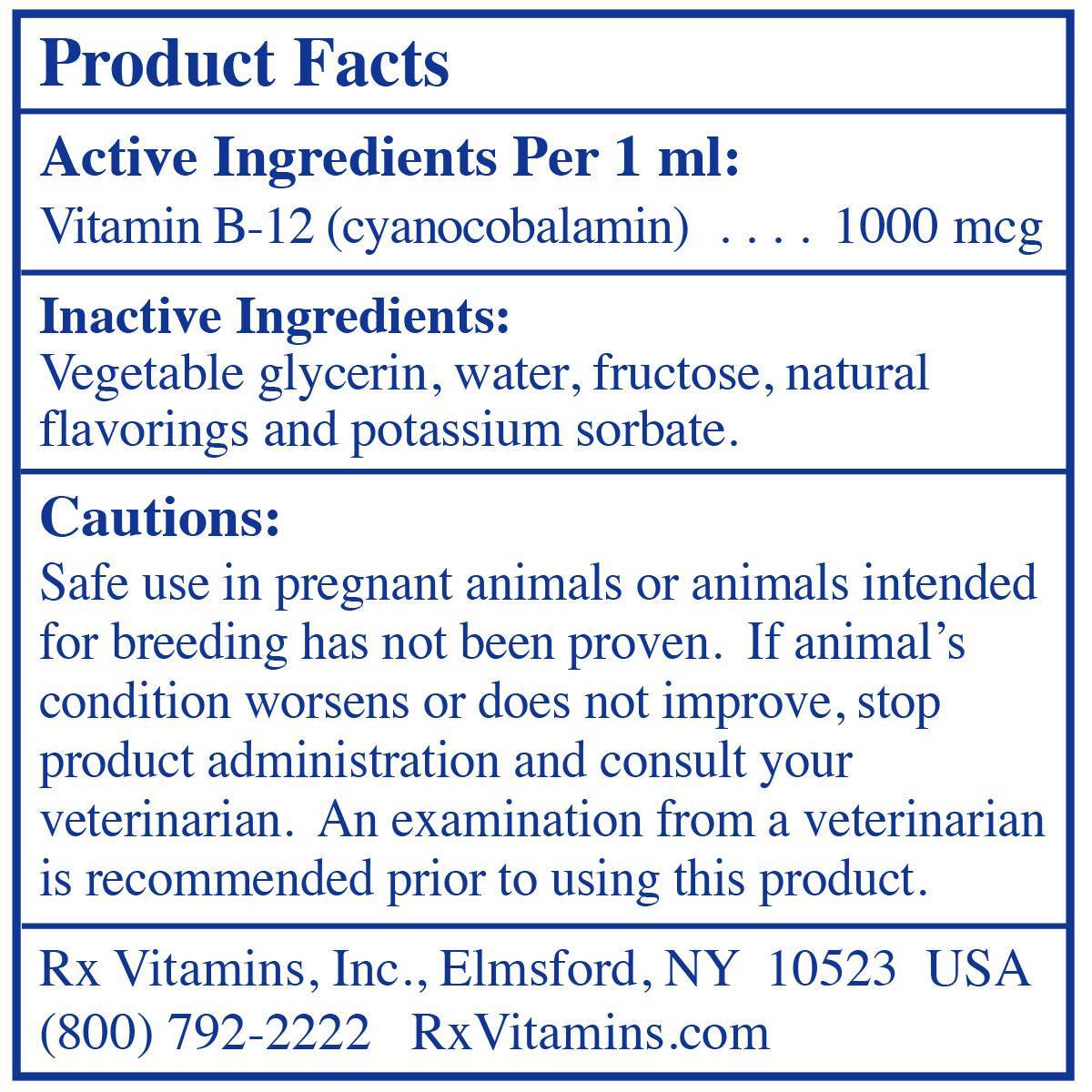 Rx B12 Oral Cyanocobalamin for Pets VetRxDirect
