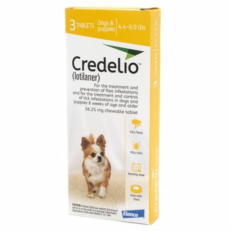 Credelio for Dogs (lotilaner) - 3 Chewable Tablets Fleas and Ticks 4.4-6lbs