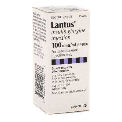 Lantus (insulin glargine injection) 100units/mL, 10mL vial