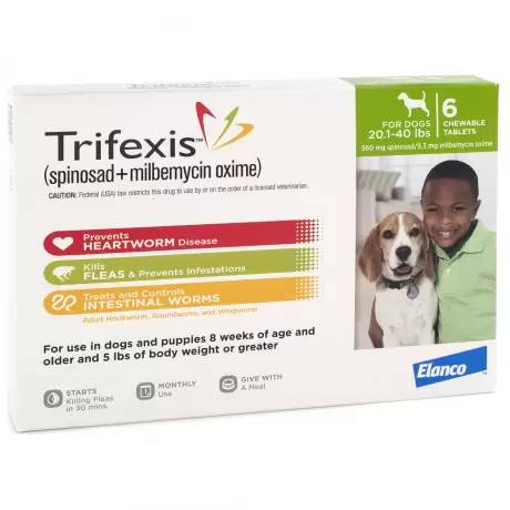 Trifexis - for Dogs 20.1-40 lbs Heartworm and Flea Chewable Tablets, 6 Month Supply