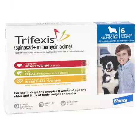 Trifexis - for Dogs 40.1-60 lbs Heartworm and Flea Chewable Tablets, 6 Month Supply