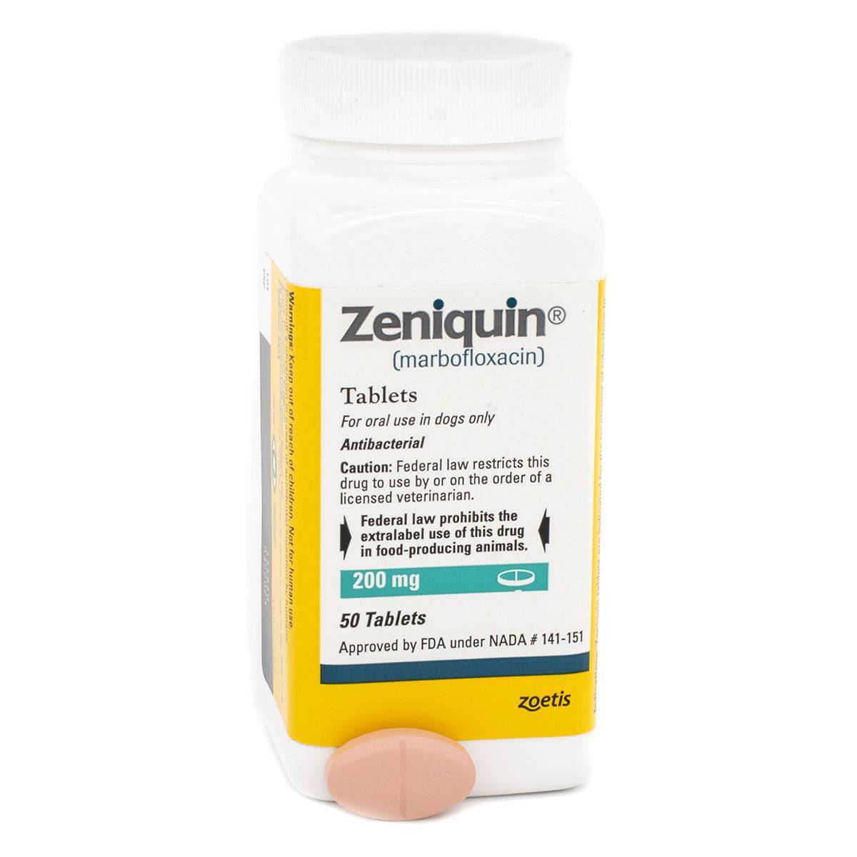 Marbofloxacin Zeniquin for Dogs and Cats VetRxDirect 200mg Tablet