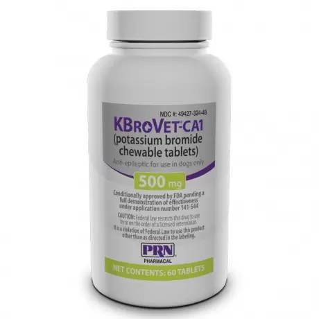 KBroVet for Seizures in Dogs (Potassium Bromide) - CA1 500mg, 60 Tablets