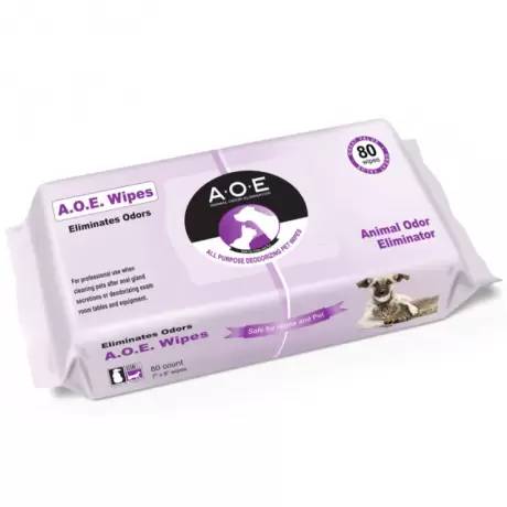 AOE Animal Odor Eliminator for Dogs and Cats - Wipes, 80 Count Tub