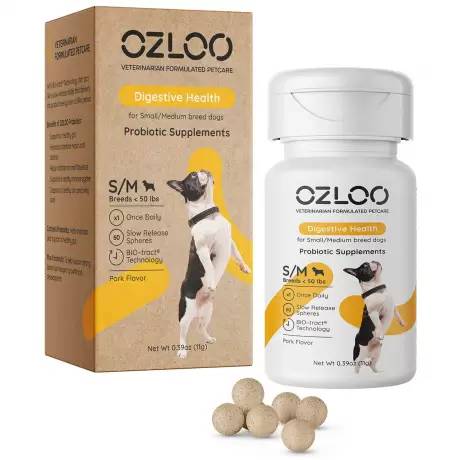 Ozloo Digestive Health Probiotic for Dogs Supplement - Small / Medium Breeds Under 50lbs