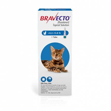 Bravecto Topical Solution for Cats - 250mg, 6.2 - 13.8 lbs, 1 Pack Kills Fleas, Ticks