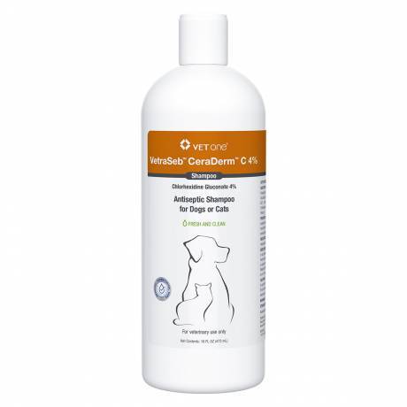 VetraSeb CeraDerm C 4% for Dogs and Cats - Antiseptic Shampoo, 16oz (473mL)