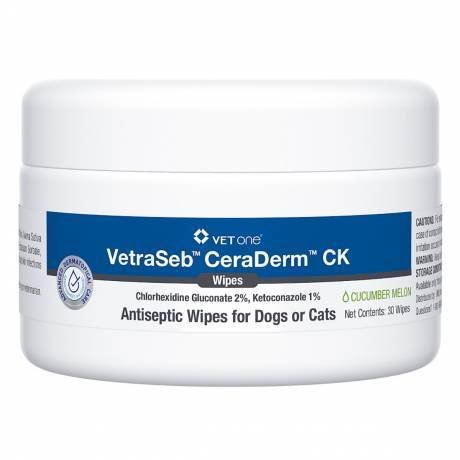 VetraSeb CeraDerm CK - Antiseptic Wipes for Dogs and Cats, 30ct