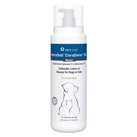 VetraSeb CeraDerm CK - Antiseptic Leave-on Mousse for Dogs and Cats, 6.8oz (200mL)