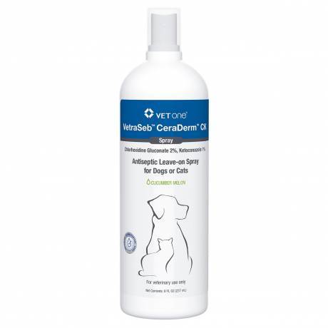 VetraSeb CeraDerm CK - Antiseptic Leave-on Spray for Dogs and Cats, 8oz (237mL)