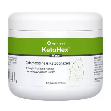 KetoHex for Dogs and Cats - Chlorhexidine Ketoconazole Wipes, 50ct Tub