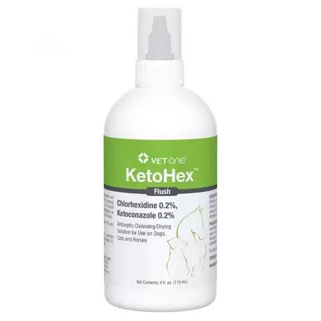 KetoHex for Dogs and Cats - Chlorhexidine Ketoconazole Flush, 4oz Dropper Bottle