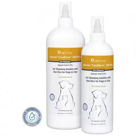 Aurocin CeraDerm CM Plus for Dogs and Cats Salicylic Acid Ear Cleansing Solution