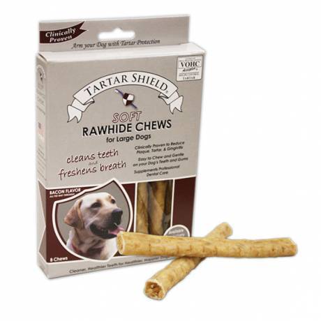Tartar Shield - Large Dogs, 8 Soft Rawhide Chews Veterinary Accepted