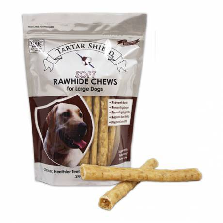 Tartar Shield - Large Dogs, 24 Soft Rawhide Chews Veterinary Accepted
