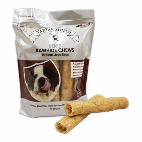 Tartar Shield - Extra Large Dogs, 12 Soft Rawhide Chews Veterinary Accepted