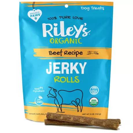 Riley's Organic Jerky Rolls Dog Treats - Beef, 5oz (142g) Bag