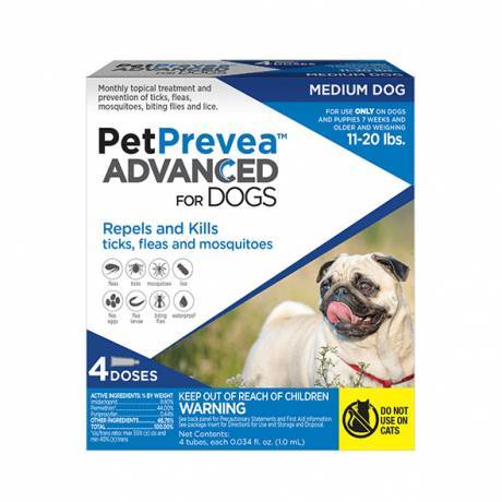PetPrevea Advanced Flea and Tick Prevention for Dogs - 11-20lbs, 4 Month Supply