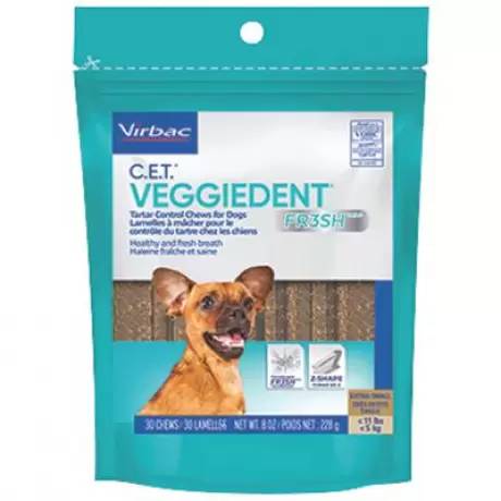 C.E.T. Veggiedent FR3SH Tartar Control Chews - XS for Dogs under 11lbs, 30ct