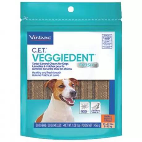 C.E.T. Veggiedent FR3SH Tartar Control Chews - S for Dogs 11-22lbs, 30ct