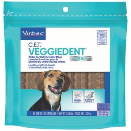 C.E.T. Veggiedent FR3SH Tartar Control Chews - M for Dogs 22-66lbs, 30ct